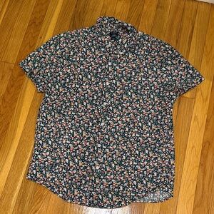 J. Crew Black Floral Short Sleeve Shirt
